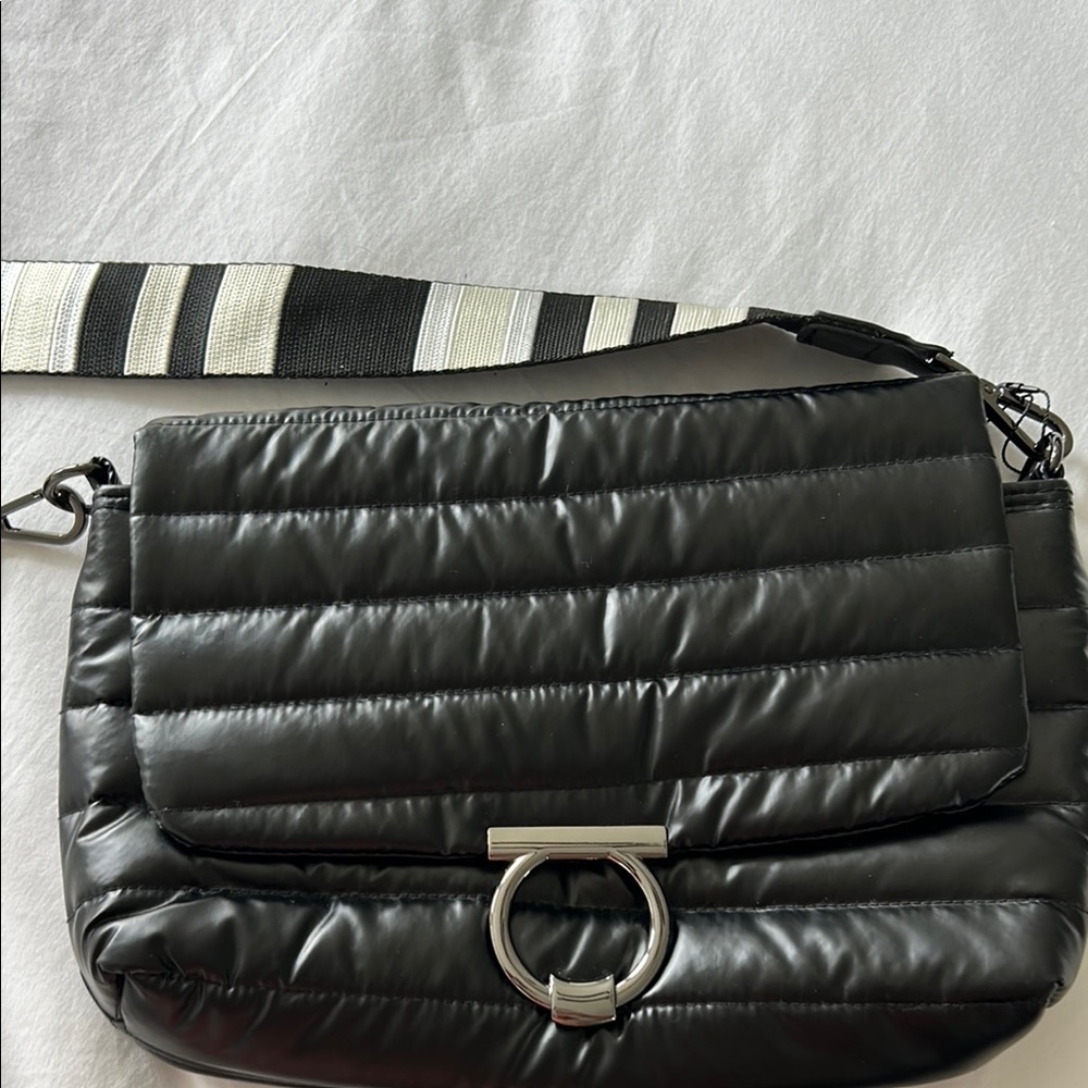 THINK ROYLN Black Quilted Shoulder Bag with Metallic Detail